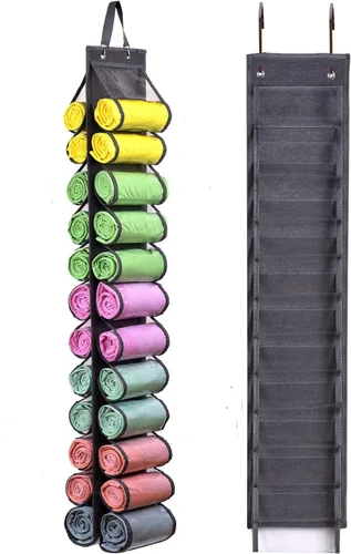 Vista 9 de Bolsa de almacenamiento para leggings con colgador, puede contener 24 leggings o camisas, compartimento para jeans, colgador de almacenamiento