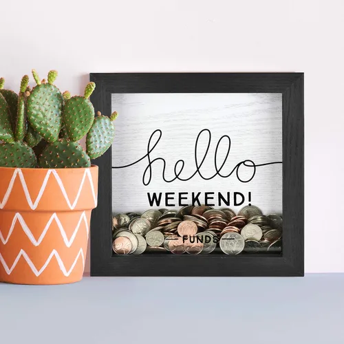 Vista 6 de MCS Hello Weekend Fund Bank Shadowbox, madera negra