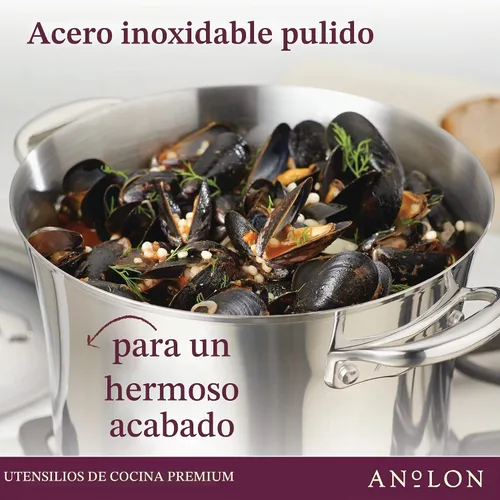 Vista 5 de Anolon Acero inoxidable y aluminio anodizado duro, juego de utensilios de cocina (11 piezas)