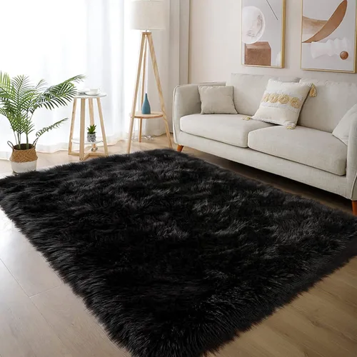 Vista 117 de Latepis - Alfombra rectangular de piel sintética tipo lana de oveja suave y esponjosa de estilo bohemio para sala de estar, dormitorio y residencias
