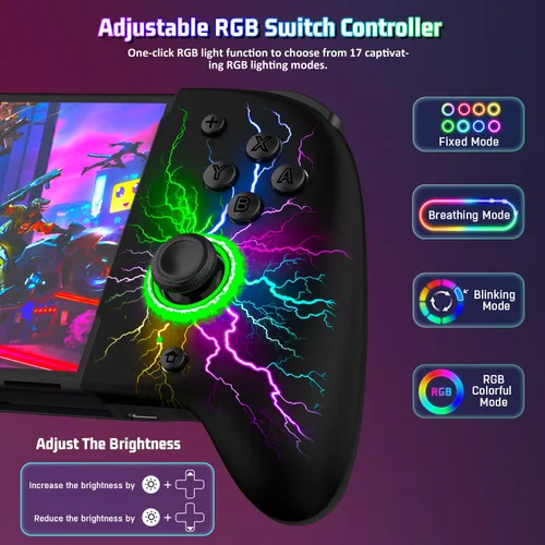 Vista 3 de Wireless-Switch-Controller for Nintendo SwitchOLED,One-Piece-Joypad-Controller Replacement for Switch Joycon Controler,Handheld Mode Ergonomic