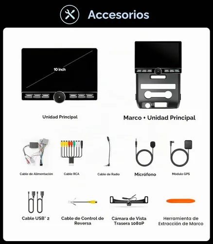 Vista 9 de para Ford F150 Radio de Coche 2009-2014 CarPlay inalámbrico Android Auto Interruptor de botón único QLED Pantalla táctil Estéreo de mejora