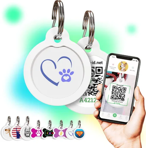 Vista 7 de Placa de identificación de perro con código QR, placa de identificación de mascota silenciosa grabada con perfil en línea