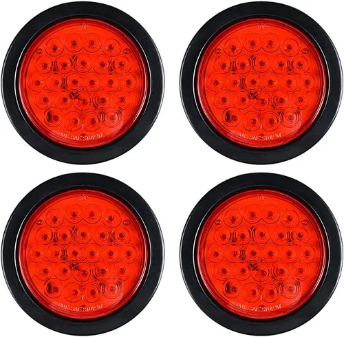 Vista 22 de Astra Depot Juego de 4 unids rojo 4 "redondo 12 LED Stop Running Luz trasera Ojal Plug para vehículo largo camión remolque