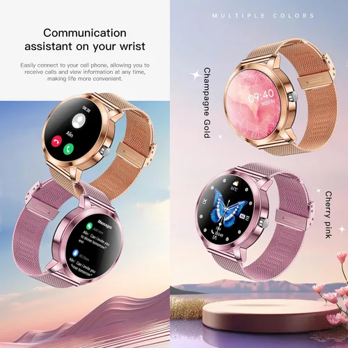 Vista 4 de Reloj inteligente (respuesta/haz llamadas) para mujer, reloj inteligente AMOLED de 1.27 pulgadas para iPhone Android, rastreador de actividad