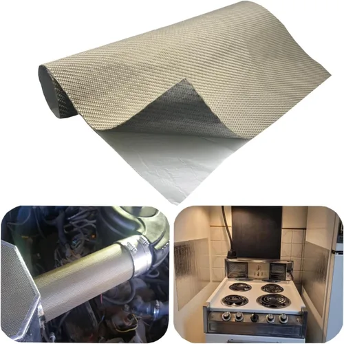 Vista 9 de Cinta adhesiva con respaldo de titanio para protector térmico de escape para pared detrás de la parrilla, protección de alta temperatura de 2500