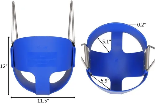 Vista 6 de Ktaxon Columpio de cubo para niños pequeños, asiento completo de cubo para niños con cadenas revestidas y ganchos de bloqueo, juego de columpios