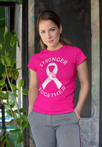 Vista 3 de Kropsis Stronger Together - Camiseta para mujer con diseño de cinta rosa