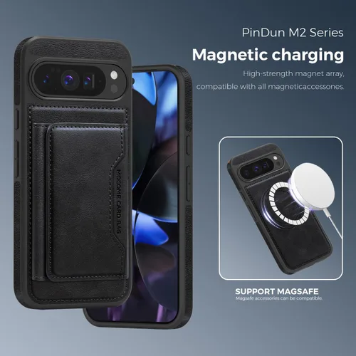 Vista 2 de Funda compatible con Google Pixel 10 Pro XL de 6.8 pulgadas de piel sintética con tarjetero 【Compatible con Magsafe】Funda magnética desmontable 2