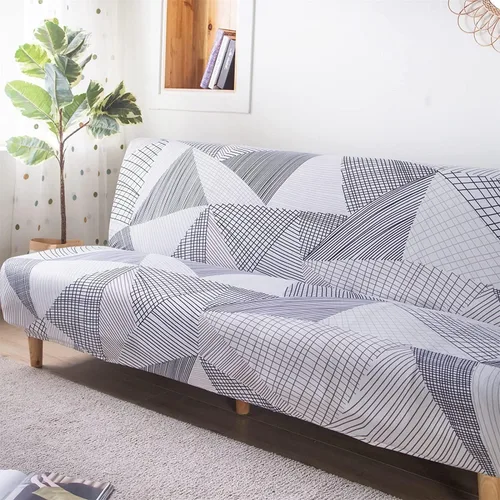 Vista 4 de ele ELEOPTION Funda de Sofá Cama sin Brazos Triangular Gris Funda Deslizable Elástica Fundas de Sofá Plegable Fundas de Sofá Fundas de Futón