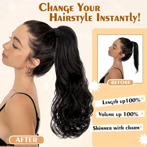 Vista 4 de Extensión de cola de caballo de 18 pulgadas, extensiones de cola de caballo sintéticas de aspecto natural, extensiones de cabello para mujer, rubio