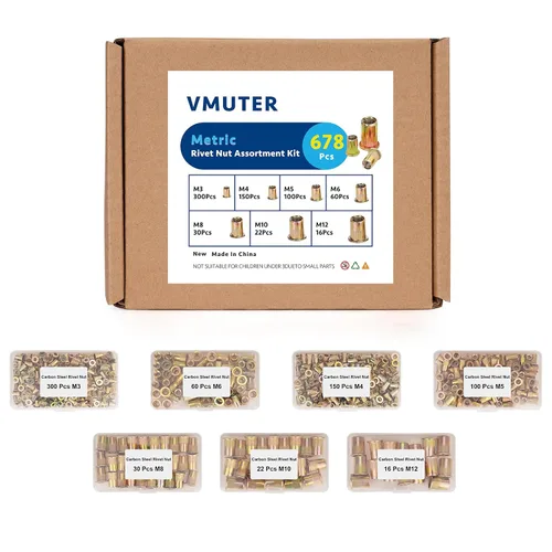 Vista 16 de 30 piezas tuercas de remache 3/8"-16, inserto roscado Nutsert de cabeza plana de acero inoxidable 304
