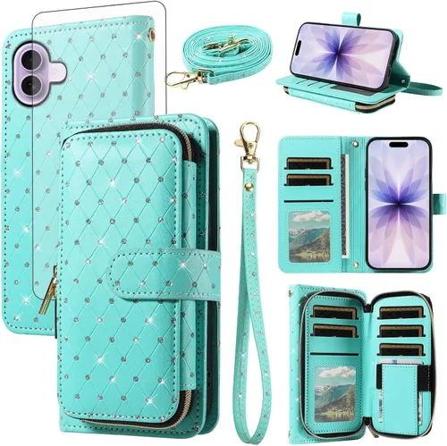 Vista 111 de Funda para teléfono iPhone 6 6S con cremallera y protector de pantalla con protector de pantalla, correa de cordón cruzado, ranura para iPhone 6 Six