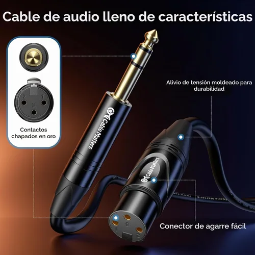 Vista 6 de Cable Matters Cable TRS corto de 6.35mm (1/4 de pulgada) a XLR - 3 pies, macho a hembra, cable XLR a 1/4
