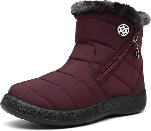 Vista 8 de Hsyooes Botas de nieve para mujer, botas de invierno impermeables Beige