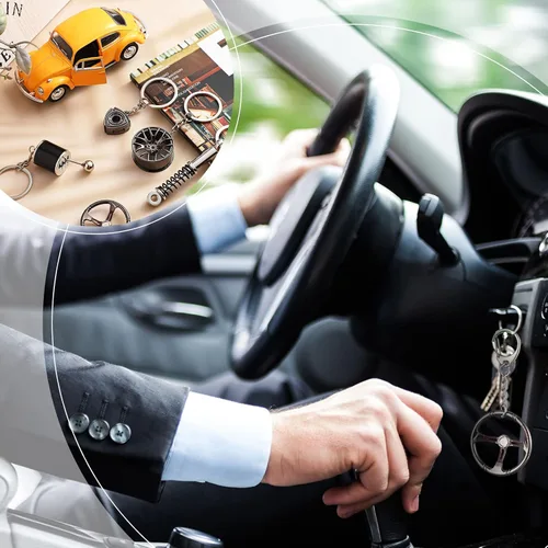 Vista 5 de Tallew Juego de 5 llaveros de automóvil para hombres, llaveros de metal geniales para entusiastas del automóvil, regalos para mujeres y hombres