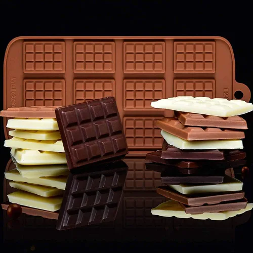 Vista 3 de Moldes de silicona para dulces de gofres, 3 moldes de chocolate pequeños de 12 cavidades, antiadherentes, reutilizables, moldes para hornear, moldes