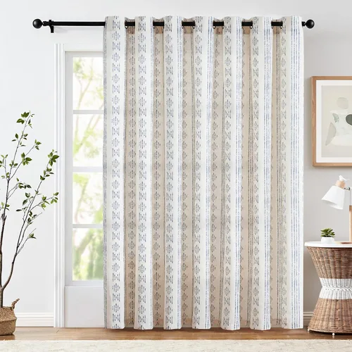 Vista 13 de jinchan Cortinas bohemias a rayas para sala de estar, cortinas de lino estilo granja de 63 pulgadas de largo, 2 paneles para dormitorio, mudcloth