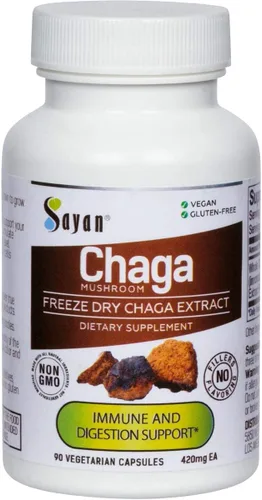 Vista 11 de Sayan 7 Extracto de hongos 90 cápsulas/440 mg ea – Apoyo inmunológico y energía – Chaga orgánico, Reishi, melena de león, maitake, shiitake, mezcla