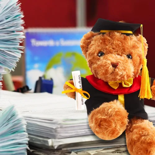 Vista 3 de Juego de 1 bata de oso de peluche de graduación que se adapta a la mayoría de los niños de 8 a 13 pulgadas, disfraz de oso de peluche para mascotas