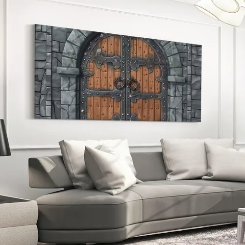 Vista 3 de Castle Walls Canvas Wall Art,Medieval Themed Modern Wall Hangings Posters,Knight Wall Canvas Wall Decor Bathroom Artwork,38"Lx19"W