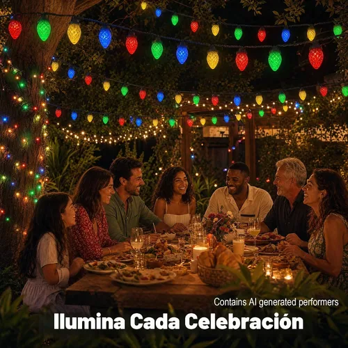 Vista 4 de ITICdecor C7 - Guirnalda de luces solares de fresa de 31 pies, 50 luces LED