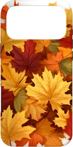 Vista 22 de Carcasa para iPhone 16 con texto en inglés "Fall Foliage Gathering of Autumn Leaves