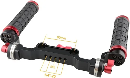 Vista 3 de CAMVATE Soporte de hombro con mango de goma con accesorio estándar de roseta para DSLR (rojo, rosca M6, 1.252 in) - 1472