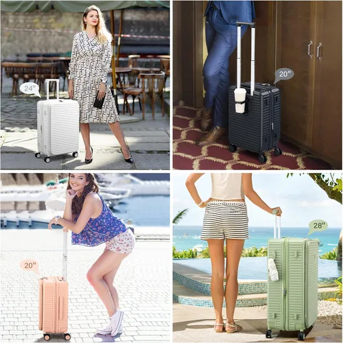Vista 10 de Maletas ligeras de viaje con portavasos y soporte para teléfono, Negro