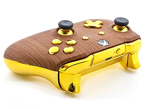 Vista 5 de UN-Modded Custom Controller compatible with Xbox One SX... (3.5 mm jack) (Golden Wood)