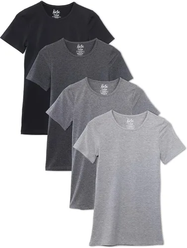 Vista 7 de Kalon Paquete de 4 camisetas con cuello redondo para mujer 4PK Negro