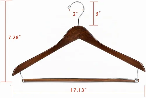 Vista 3 de Quality Hangers Perchas de madera hermosas y resistentes para abrigos, perchas curvas, ideales para viajeros, colgador resistente con barra
