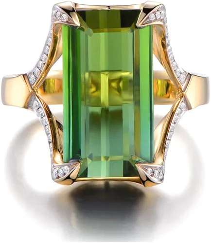 Vista 3 de GW Fashion Women Ring BlueChampagne Color 18 k Plating TourmalineTopazZirconCrystal Statement Rings for Women Size in 6# to 9#