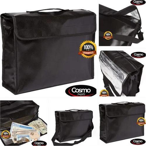 Vista 7 de Cosmo - Bolsas de documentos ignífugas, bolsa grande ignífuga para dinero en efectivo con correa para el hombro, bolsa de dinero impermeable e