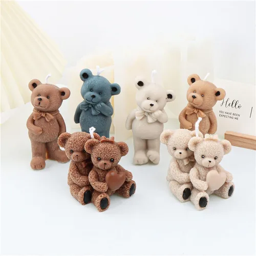Vista 7 de Molde de silicona en forma de oso lindo Kit de fabricación de velas DIY moldes de chocolate para derretir cera