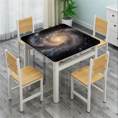 Vista 4 de Mantel cuadrado con diseño de galaxia y espiral, diseño de planeta y espiral, para mesa de 24 x 24 pulgadas, para restaurantes, picnic, patio