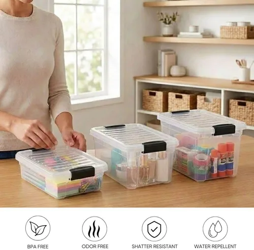 Vista 30 de Superio - Contenedores de almacenamiento de plástico transparente de 1.27 cuartos de galón con tapas, contenedores organizadores apilables, cajas