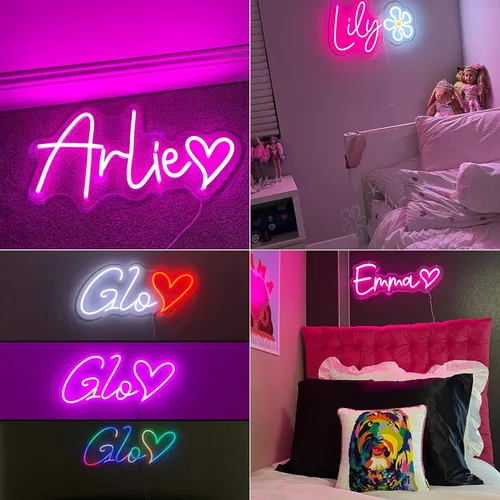 Vista 4 de Letreros de neón personalizados, letreros de luces de neón, letreros de neón personalizados para decoración de pared, dormitorio, boda, fiesta