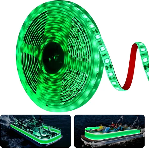 Vista 9 de Luces de barco de 25 pies para pesca nocturna, tira de luces LED marinas de 12 V, impermeable, luz interior para pontón, kayak, barcos Jon, lanchas