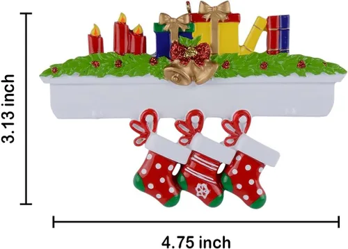 Vista 5 de MAXORA Mantle Fireplace - Adorno personalizado para árbol de Navidad de familia de 3 medias 2022 – Personalizado para padres, hijos, amigos