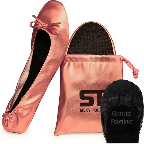 Vista 47 de Silky Toes Zapatos planos plegables para mujer, zapatos de ballet para A-Negro