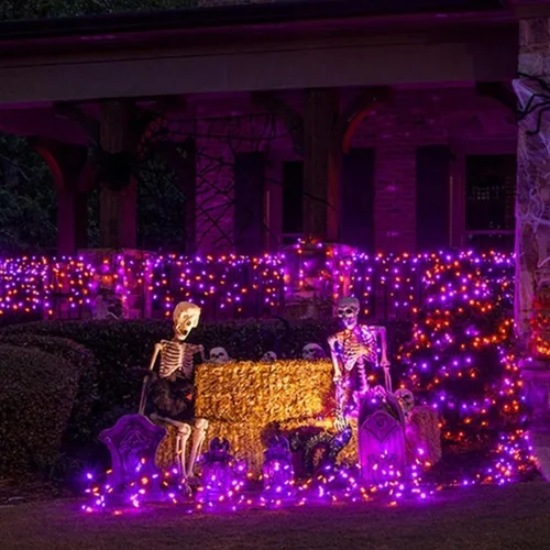 Vista 7 de TW SHINE - Luces de Navidad que cambian de color, 200 luces LED RGB de 66 pies, luces de Halloween para exteriores con control remoto, impermeables