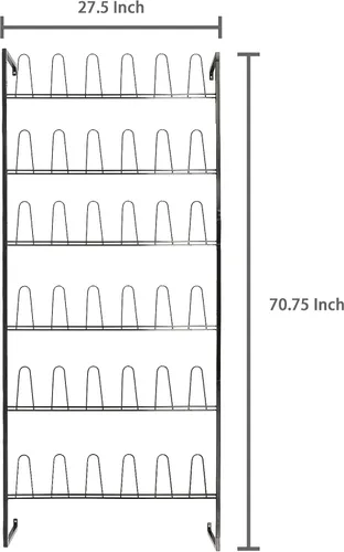 Vista 9 de MyGift Soporte organizador de almacenamiento de zapatos de entrada de metal negro de 18 pares y estante de zapatos de 36 ganchos montado en la pared