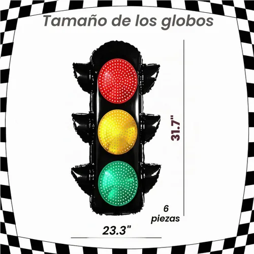 Vista 7 de 6 globos de carreras para decoración de fiesta de cumpleaños, globos de semáforo de 32 pulgadas para suministros de fiesta de cumpleaños