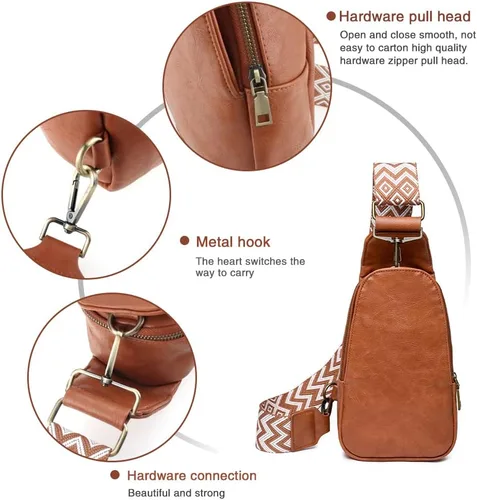 Vista 3 de LIMHOO Bolso bandolera para mujer, bolso cruzado de piel sintética