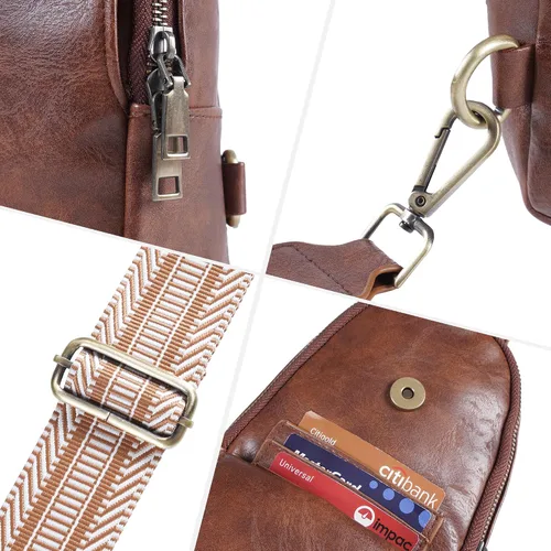 Vista 4 de KFXFENQ Bolso bandolera para mujer, de piel sintética, bolso bandolera pequeña, mochila cruzada multiusos para el pecho, para mujer, ciclismo