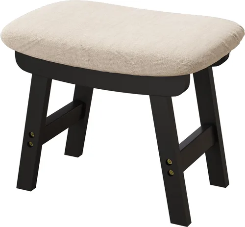 Vista 10 de viewcare Reposapiés otomano pequeño, taburete negro - Taburete de pie de madera para sala de estar, dormitorio y cocina