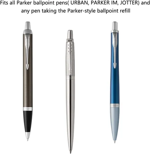 Vista 3 de Unibene Parker - Paquete de 12 repuestos de tinta de gel compatibles con punta media de 0.028 in, 6 negros y 6 azules, tinta alemana reemplazable
