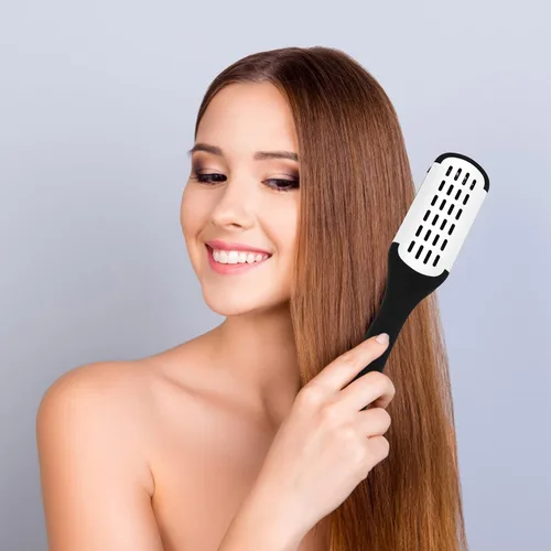 Vista 5 de Cepillo de cerdas de jabalí de doble cara y peine alisador de cabello para alisar y peinar
