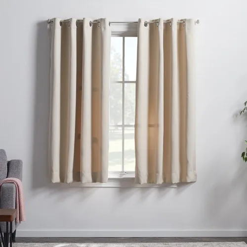 Vista 26 de Linenspa Juego de 2 paneles de cortinas opacas 85% - Cortinas negras de 84 pulgadas de largo, aislamiento térmico, reducción de ruido, esenciales